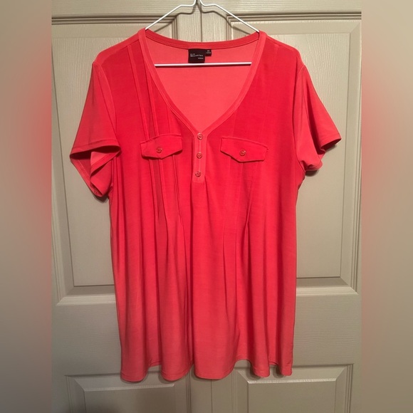 Coral Relaxed Polo Collar Blouse - Picture 1 of 3